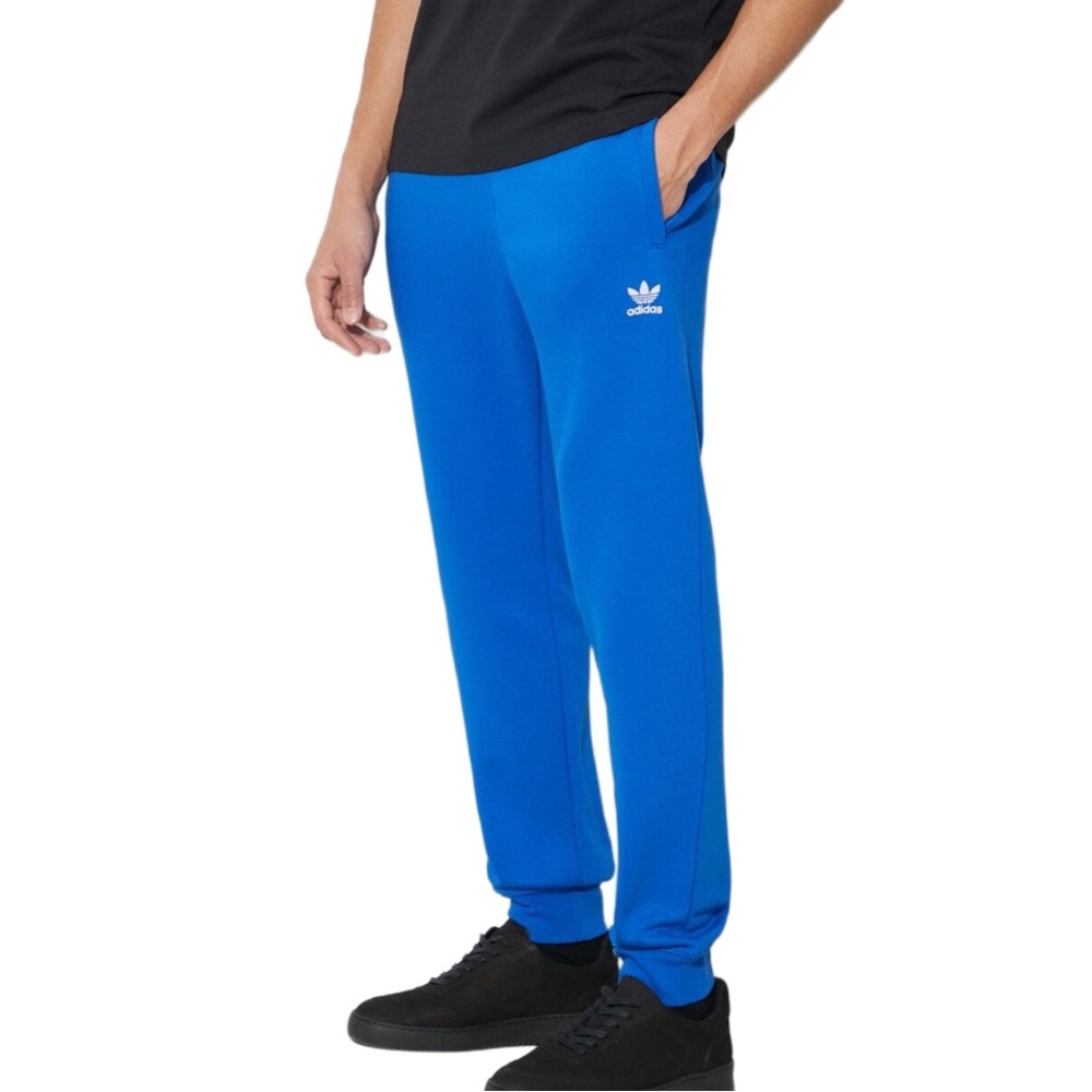 Adidas Essentials Jogger Pants Blue White Sweatpants Trefoil Logo Cuffed Active